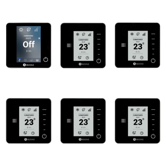 Pack 6 thermostats Airzone noir